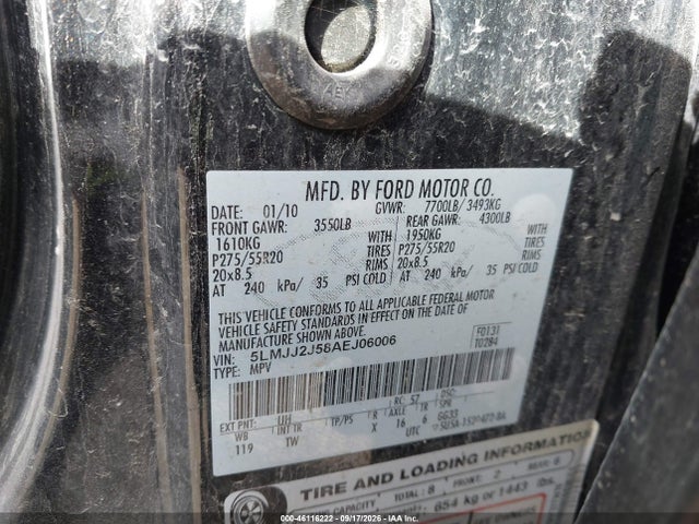 Продаж на аукціоні авто 2010 Lincoln Navigator, vin: 5LMJJ2J58AEJ06006, номер лоту: 46116222