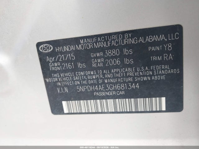 Hyundai ELANTRA SE 2016 5NPDH4AE3GH681344 Image 9
