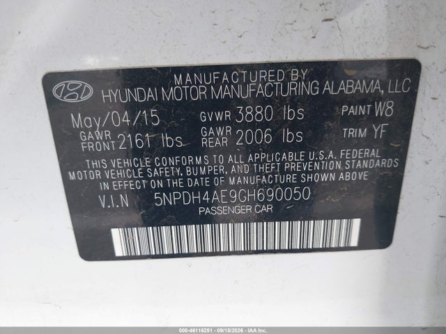 Hyundai ELANTRA SE 2016 5NPDH4AE9GH690050 Image 9