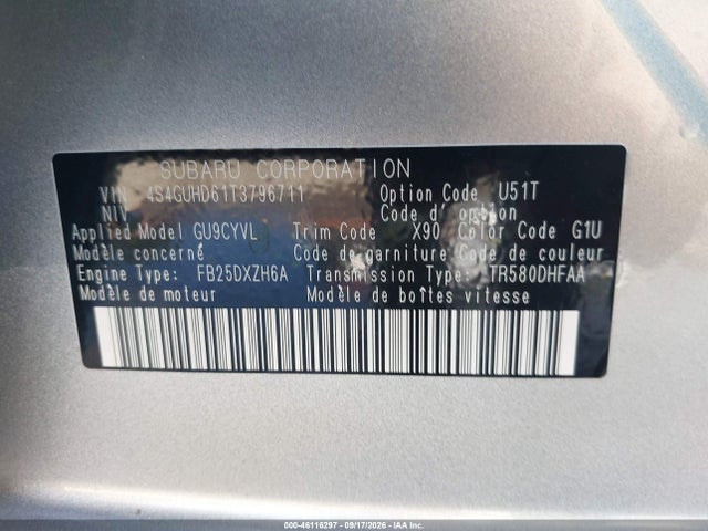 2026 Subaru Crosstrek Premium მანქანა იყიდება აუქციონზე, vin: 4S4GUHD61T3796711, აუქციონის ნომერი: 46116297