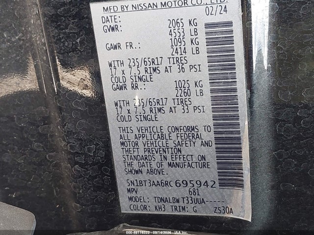 5N1BT3AA6RC695942 Nissan Rogue S Fwd