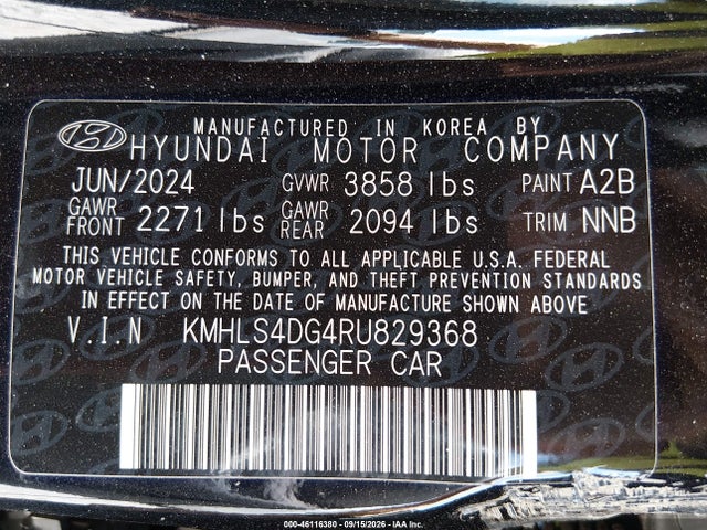 Aukcja sprzedaży 2024 Hyundai Elantra Sel, vin: KMHLS4DG4RU829368, numer aukcji: 46116380