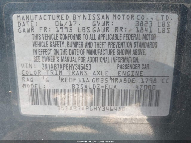 Nissan SENTRA SV 2017 3N1AB7AP6HY346450 Image 9