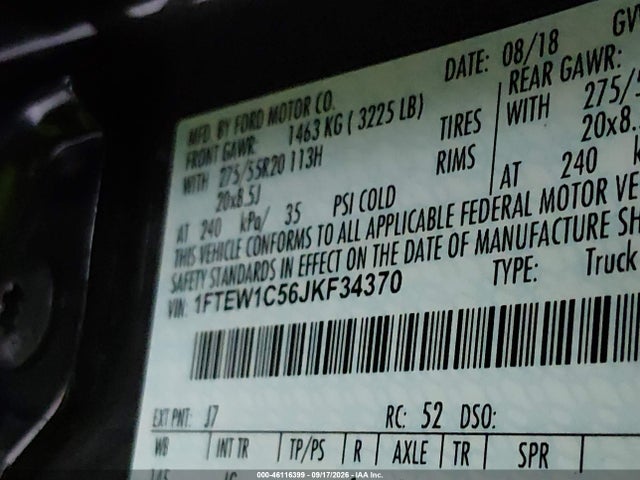 1FTEW1C56JKF34370 Ford F-150 Xl
