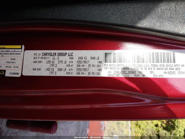 2012 Jeep Wrangler Unlimited Sport მანქანა იყიდება აუქციონზე, vin: 1C4BJWDG5CL283885, აუქციონის ნომერი: 46116478