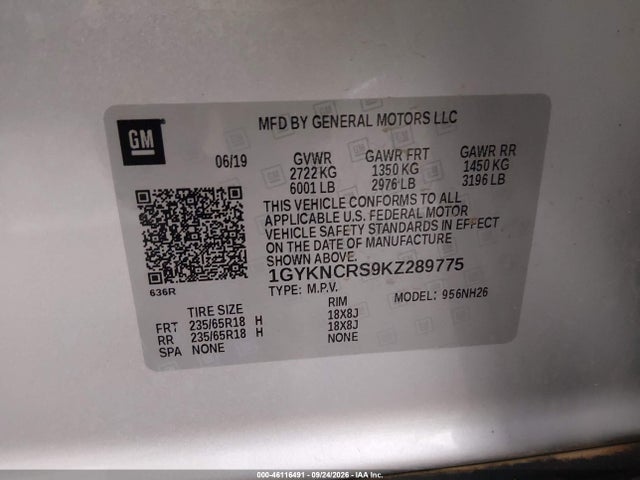 Aukcja sprzedaży 2019 Cadillac Xt5 Luxury, vin: 1GYKNCRS9KZ289775, numer aukcji: 46116491