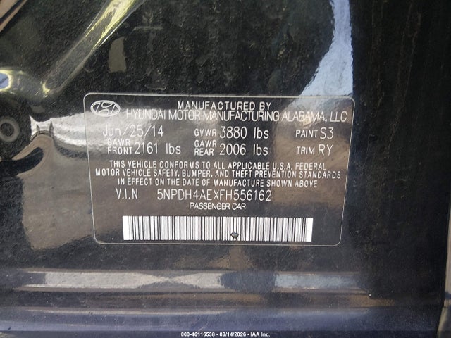 Aukcja sprzedaży 2015 Hyundai Elantra Se, vin: 5NPDH4AEXFH556162, numer aukcji: 46116538