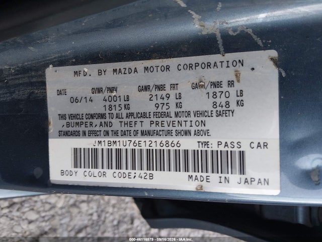 Aukcja sprzedaży 2014 Mazda Mazda3 I Sport, vin: JM1BM1U76E1216866, numer aukcji: 46116579
