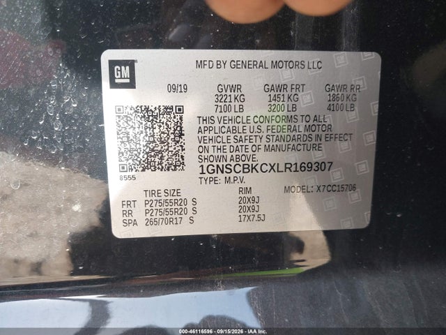 Продажа на аукционе авто 2020 Chevrolet Tahoe 2wd Lt, vin: 1GNSCBKCXLR169307, номер лота: 46116596