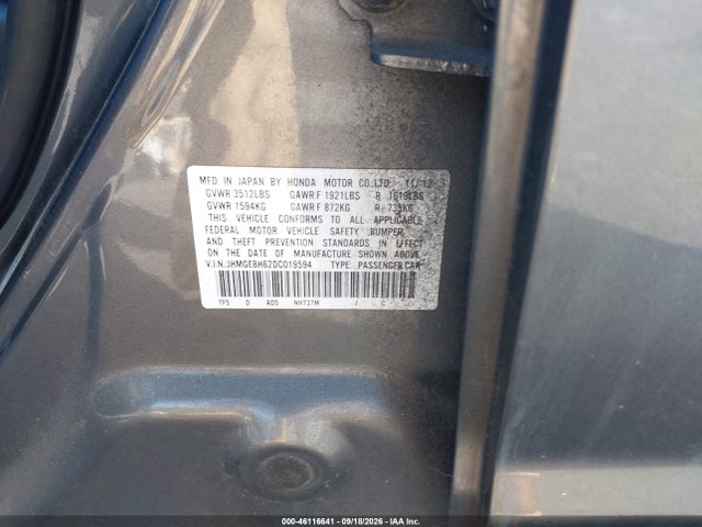 Aukcja sprzedaży 2013 Honda Fit Sport, vin: JHMGE8H62DC019594, numer aukcji: 46116641