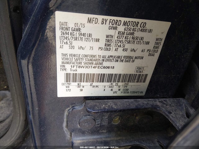 Продаж на аукціоні авто 2015 Ford F-350 Lariat, vin: 1FT8W3DT4FEC60615, номер лоту: 46116652