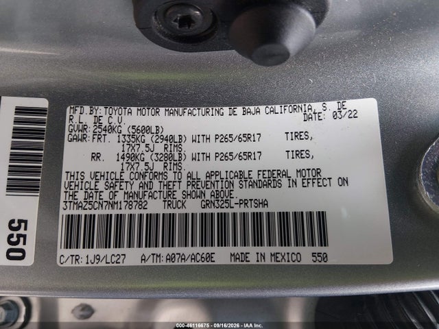 3TMAZ5CN7NM178782 Toyota Tacoma Trd Sport