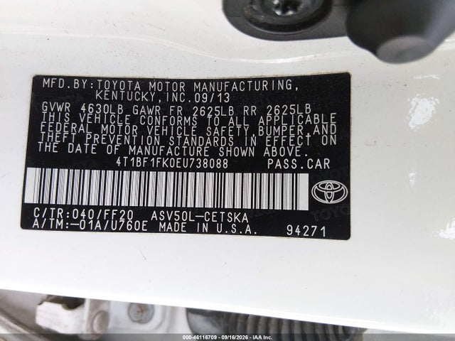 2014 Toyota Camry Se Sport მანქანა იყიდება აუქციონზე, vin: 4T1BF1FK0EU738088, აუქციონის ნომერი: 46116709