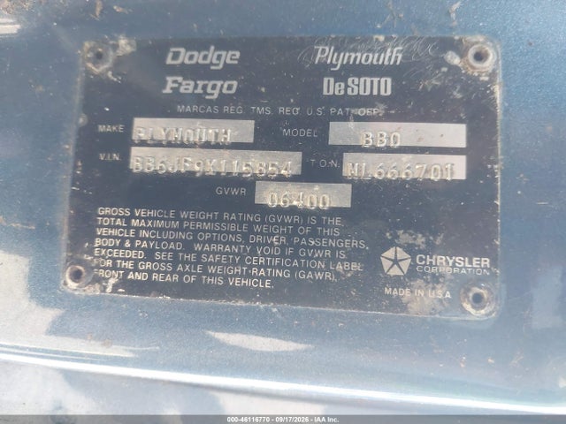 Продажа на аукционе авто 1979 Plymouth Voyager, vin: BB6JF9X115854, номер лота: 46116770