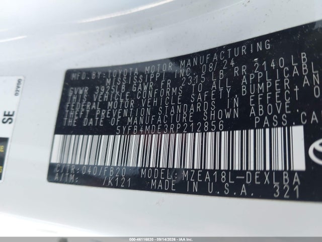 Toyota COROLLA LE 2024 5YFB4MDE3RP212856 Image 9