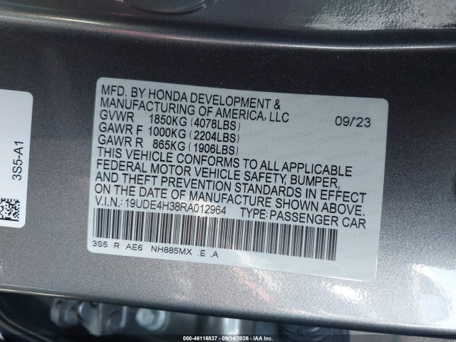 Aukcja sprzedaży 2024 Acura Integra A-spec, vin: 19UDE4H38RA012964, numer aukcji: 46116837
