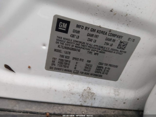 46116936 :رقم المزاد ، KL7CJNSB4GB504746 vin ، 2016 Chevrolet Trax 1ls مزاد بيع