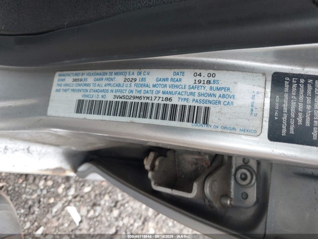 Aukcja sprzedaży 2000 Volkswagen Jetta Gls 1.8l Turbo, vin: 3VWSD29M6YM177186, numer aukcji: 46116944