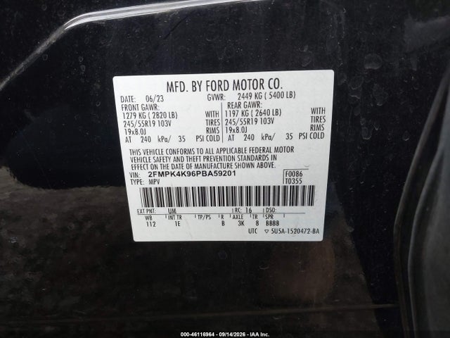 Aukcja sprzedaży 2023 Ford Edge Titanium, vin: 2FMPK4K96PBA59201, numer aukcji: 46116964