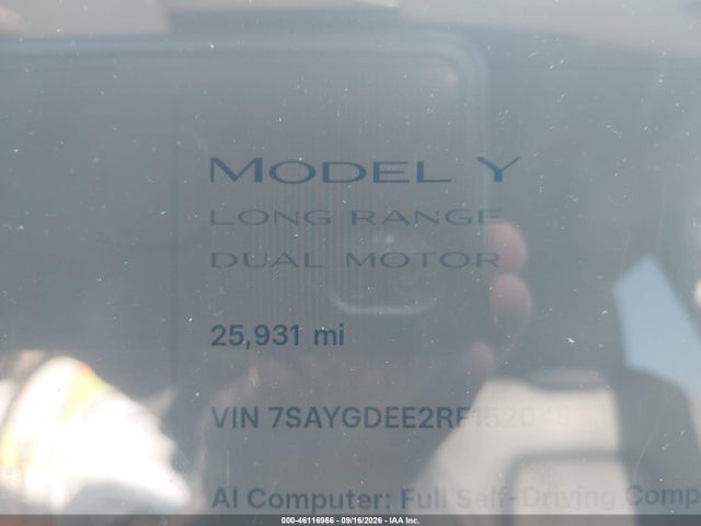 Продаж на аукціоні авто 2024 Tesla Model Y Long Range Dual Motor All-wheel Drive, vin: 7SAYGDEE2RF152048, номер лоту: 46116966