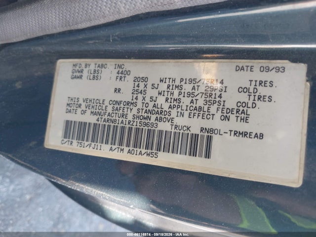 Продажа на аукционе авто 1994 Toyota Pickup 1/2 Ton Short Whlbase Stb, vin: 4TARN81A1RZ159693, номер лота: 46116974