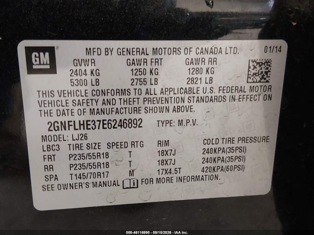Chevrolet Equinox Ltz 2014 2GNFLHE37E6246892 Image 9