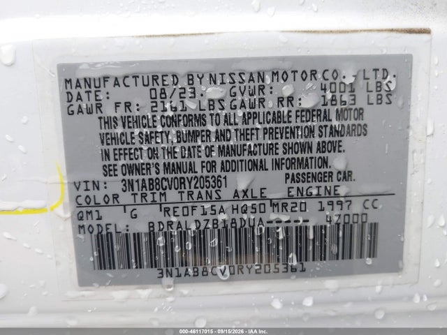 3N1AB8CV0RY205361 Nissan Sentra Sv Xtronic Cvt