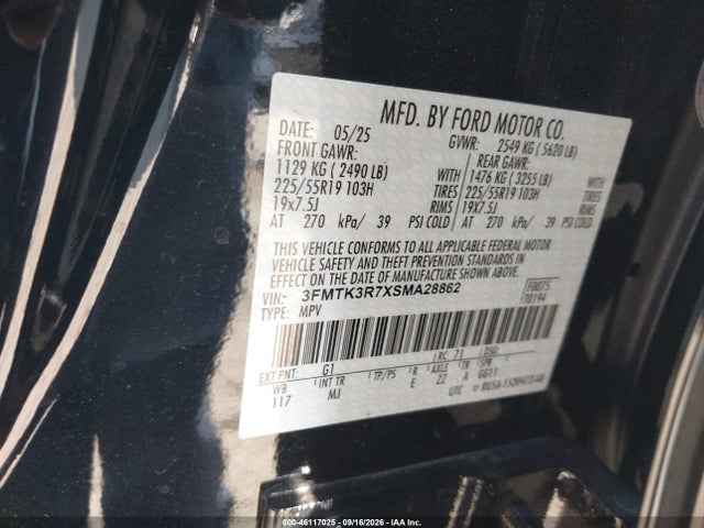 Aukcja sprzedaży 2025 Ford Mustang Mach-e Premium, vin: 3FMTK3R7XSMA28862, numer aukcji: 46117025