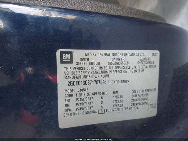 Продажа на аукционе авто 2007 Chevrolet Silverado 1500 Ls, vin: 2GCEC13C871707046, номер лота: 46117040