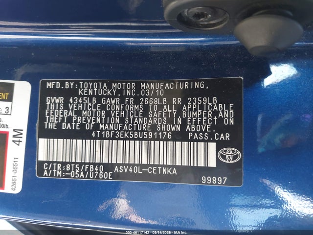 Aukcja sprzedaży 2011 Toyota Camry Le, vin: 4T1BF3EK5BU591176, numer aukcji: 46117142