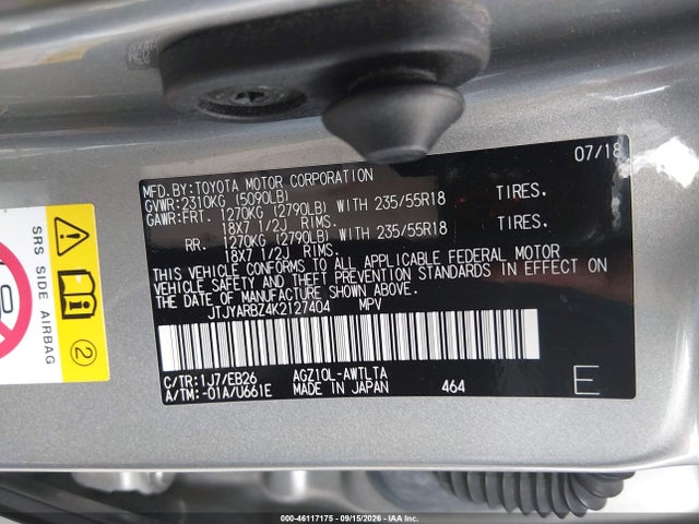 Aukcja sprzedaży 2019 Lexus Nx 300 F Sport, vin: JTJYARBZ4K2127404, numer aukcji: 46117175