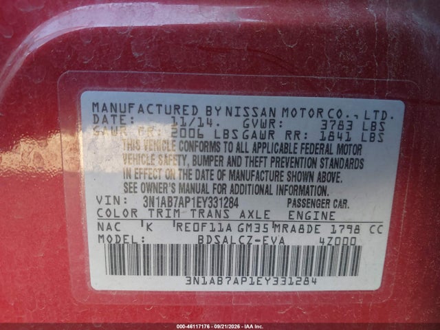 Nissan SENTRA S 2014 3N1AB7AP1EY331284 Image 9