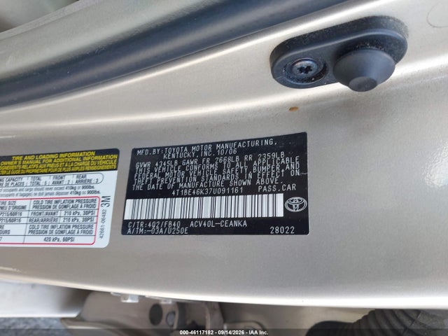 46117182 :رقم المزاد ، 4T1BE46K37U091161 vin ، 2007 Toyota Camry Le مزاد بيع