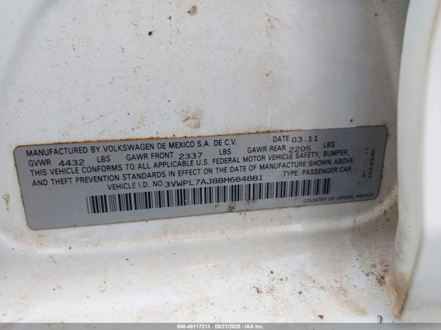 46117212 :رقم المزاد ، 3VWPL7AJ8BM684881 vin ، 2011 Volkswagen Jetta Sportwagen 2.0l Tdi مزاد بيع
