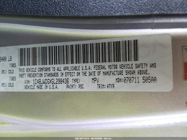 1C4BJWDGXGL298436 Jeep Wrangler Unlimited Sport