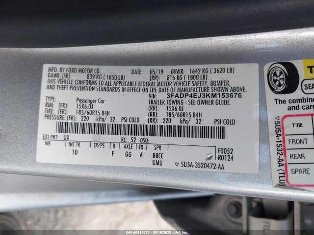 Ford FIESTA SE 2019 3FADP4EJ3KM153676 Image 9