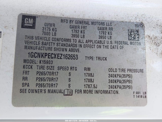Продажа на аукционе авто 2014 Chevrolet Silverado 1500 Work Truck 2wt, vin: 1GCNKPECXEZ162653, номер лота: 46117279
