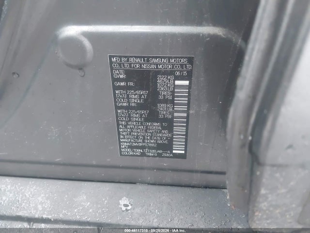 2015 Nissan Rogue Sv მანქანა იყიდება აუქციონზე, vin: KNMAT2MV8FP578912, აუქციონის ნომერი: 46117310