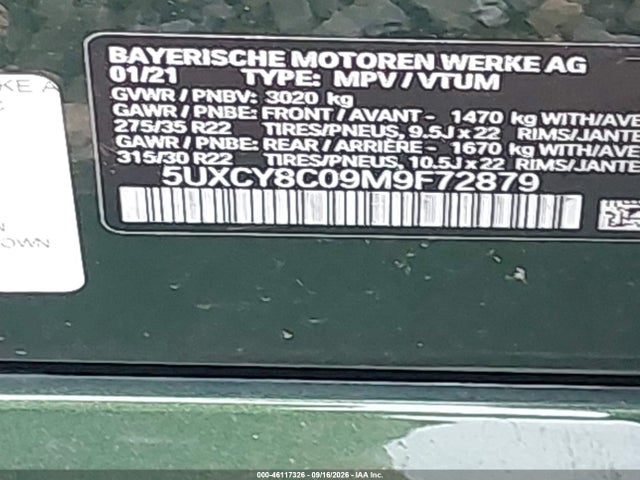 Продаж на аукціоні авто 2021 Bmw X6 M50i, vin: 5UXCY8C09M9F72879, номер лоту: 46117326