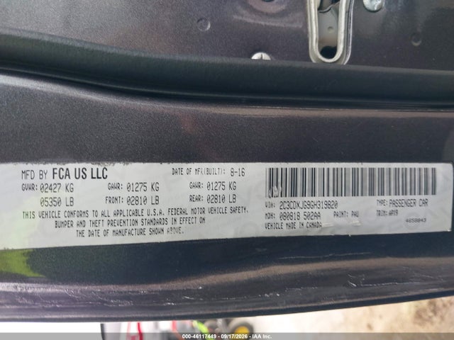 Продажа на аукционе авто 2016 Dodge Charger Sxt, vin: 2C3CDXJG9GH319820, номер лота: 46117449