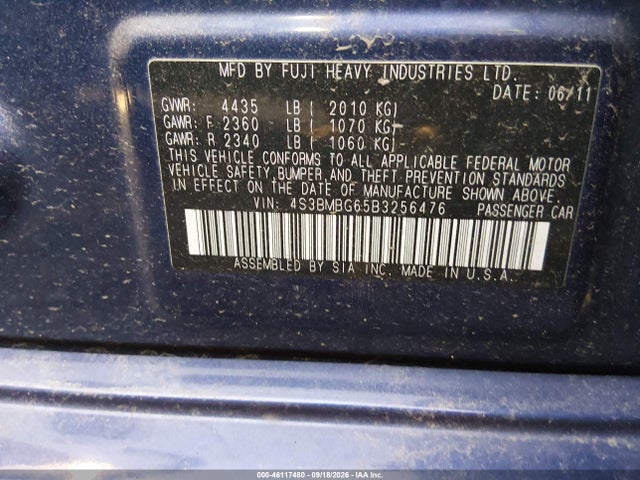 Aukcja sprzedaży 2011 Subaru Legacy 2.5i Premium, vin: 4S3BMBG65B3256476, numer aukcji: 46117480
