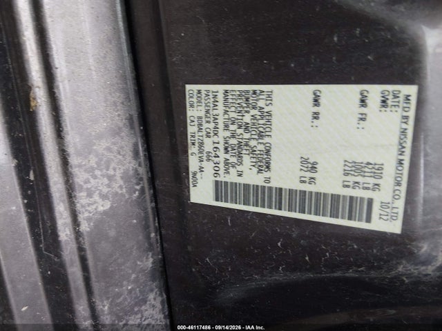 Продажа на аукционе авто 2013 Nissan Altima 2.5 Sv, vin: 1N4AL3AP4DC164306, номер лота: 46117486
