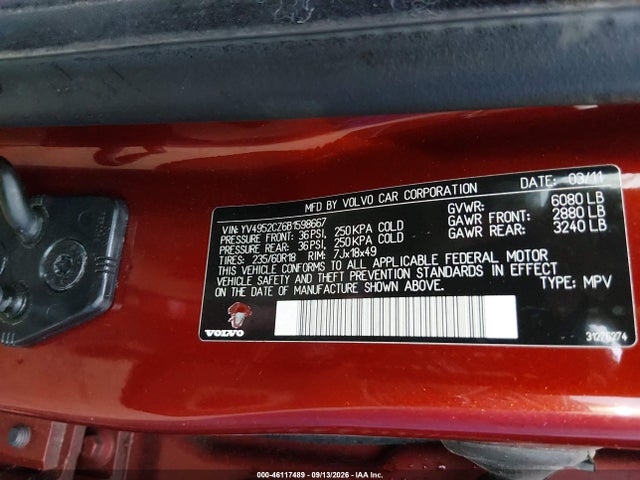 Aukcja sprzedaży 2011 Volvo Xc90 3.2, vin: YV4952CZ6B1598667, numer aukcji: 46117489