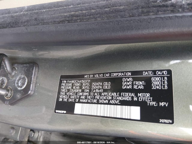 Продажа на аукционе авто 2010 Volvo Xc90 3.2, vin: YV4982CZ4A1563731, номер лота: 46117501