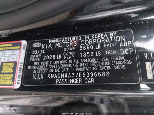 Продажа на аукционе авто 2014 Kia Rio Ex, vin: KNADN4A37E6396688, номер лота: 46117506