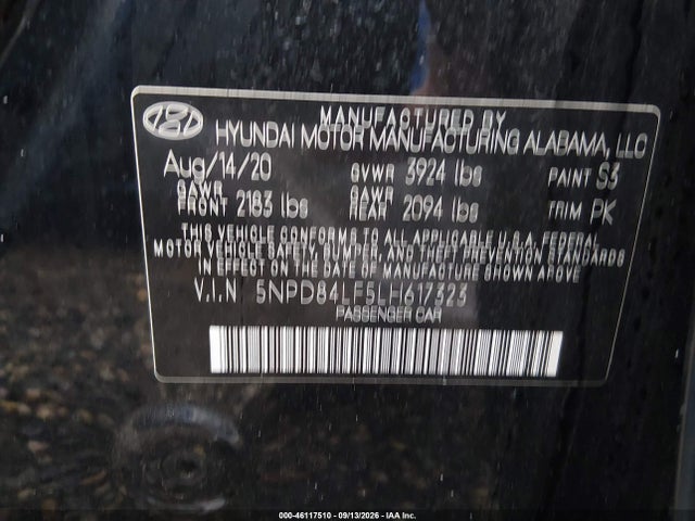 Продаж на аукціоні авто 2020 Hyundai Elantra Value Edition, vin: 5NPD84LF5LH617323, номер лоту: 46117510