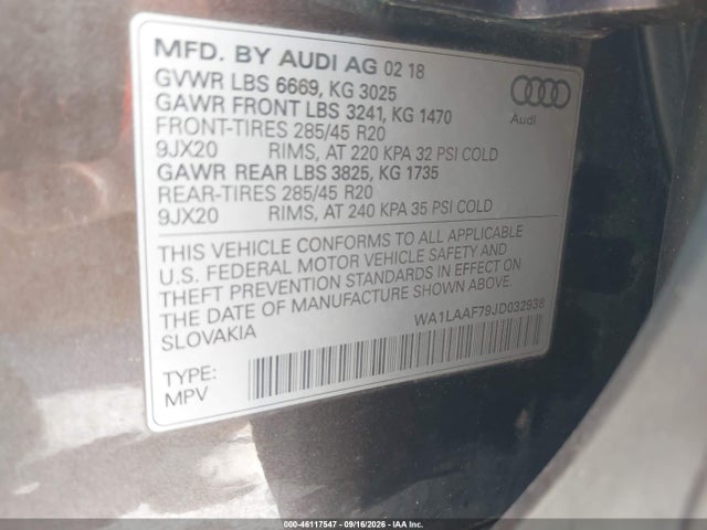 WA1LAAF79JD032938 Audi Q7 3.0t Premium