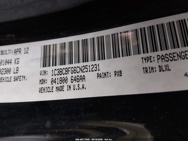 Aukcja sprzedaży 2012 Chrysler 200 Limited, vin: 1C3BCBFG6CN251231, numer aukcji: 46117548