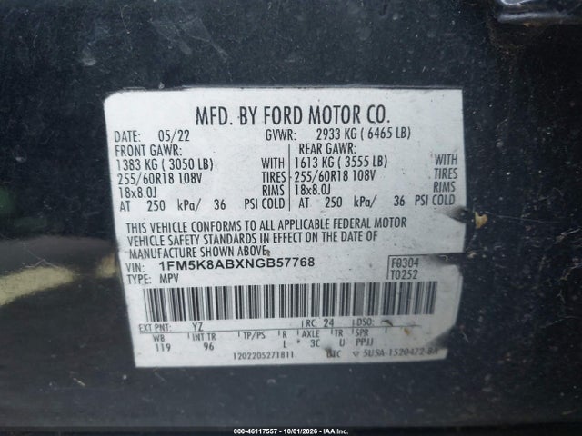 Ford Police Interceptor Utility 2022 1FM5K8ABXNGB57768 Image 9