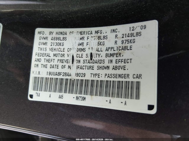 Продажа на аукционе авто 2010 Acura Tl 3.5, vin: 19UUA8F28AA009029, номер лота: 46117680